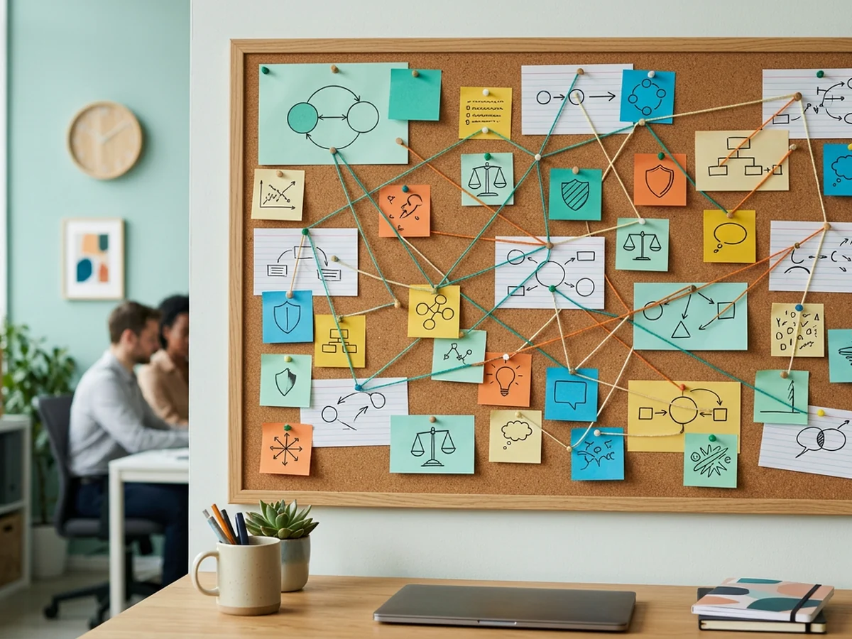 Tablica z notatkami o granicach poradnictwa i etykiecie redakcyjnej, zdjęcie 1200x900 px